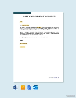 Apology Letter To School Principal From Teacher Template
