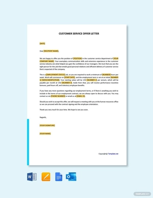 Customer Service Offer Letter Template