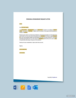 Personal Sponsorship Request Letter