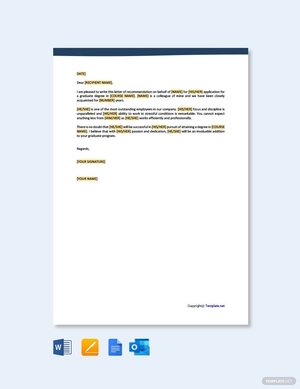 Recommendation Letter For Colleague For Graduate School