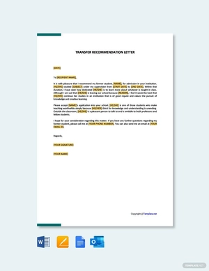 Transfer Recommendation letter
