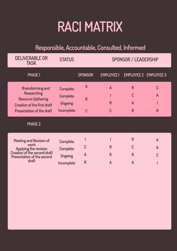 Free Simple RACI Matrix Template to Edit Online