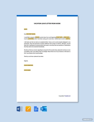 Vacation Leave Letter for Work