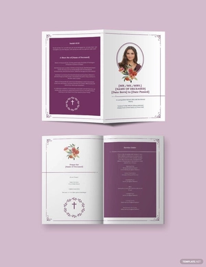 Blank Catholic Funeral Bi-Fold Brochure Template
