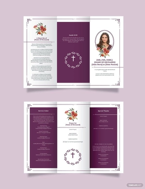 Blank Catholic Funeral Tri-Fold Brochure Template