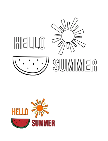 Free Hello Summer Coloring Page Template to Edit Online