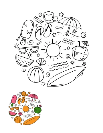 Free Summer Doodle Coloring Page Template to Edit Online