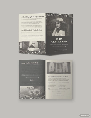 Celebration of Life Eulogy Funeral Bi-Fold Brochure Template