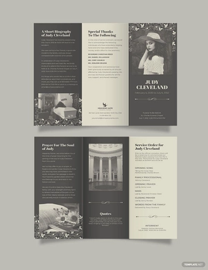 Celebration of Life Eulogy Funeral Tri-Fold Brochure Template