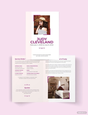 Celebration of Life Funeral Program Bi-Fold Brochure Template