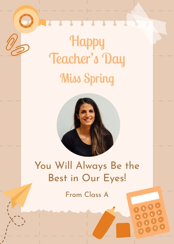 Free Teachers Day Card For Kids Template to Edit Online