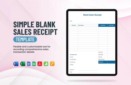 Simple Blank Sale Receipt Template