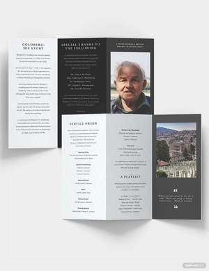 Minimalistic Eulogy Funeral Tri-Fold Brochure Template