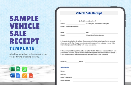 Sample Vehicle Sale Receipt Template