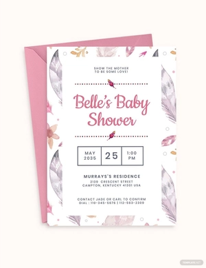 Boho Feather Invitation Template