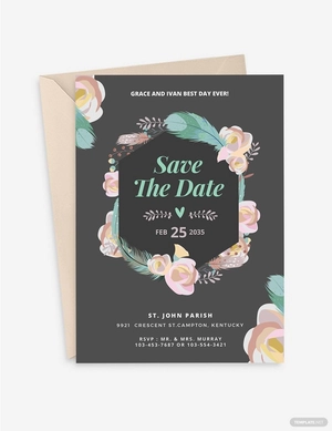Boho ROSES Wedding Invitation Template