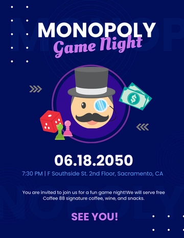 Elegant Monopoly Game Night Invitation Template - Edit Online & Download