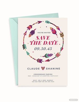 Boho style Wedding Invitation Template