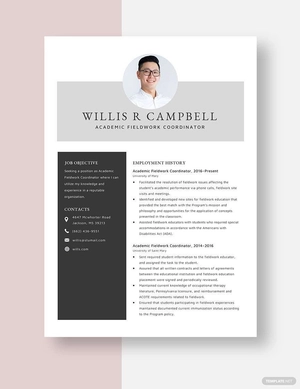 Academic Fieldwork Coordinator Resume