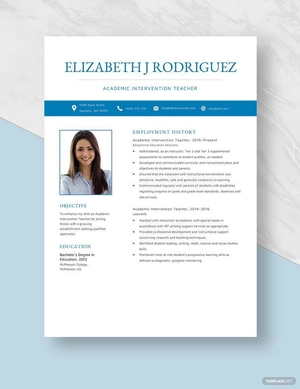 Academic Intervention Teacher Resume