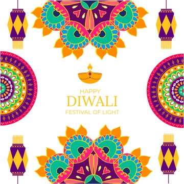 Free Colorful Diwali Clipart Template to Edit Online
