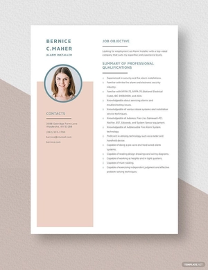 Alarm Installer Resume