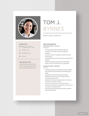 Analytical Scientist Resume
