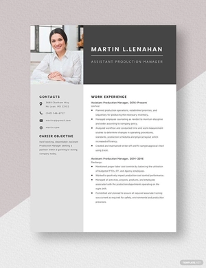 Assistant Production Manager Resume