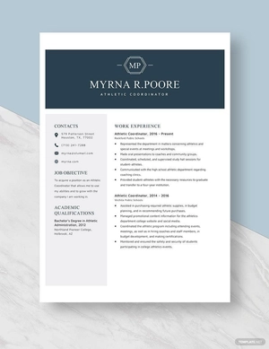 Athletic Coordinator Resume