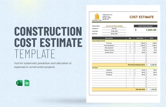 Construction Cost Estimate Template Construction Cost Estimate Template