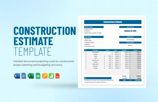 Construction Estimate Template