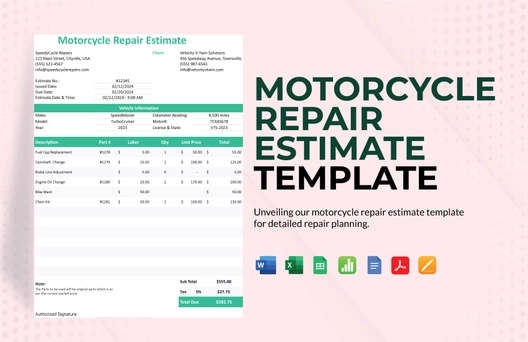 Motorcycle Repair Estimate Template Motorcycle Repair Estimate Template