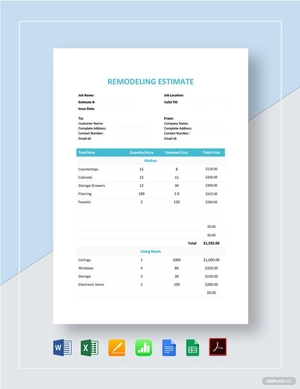 Remodelling Estimate Template