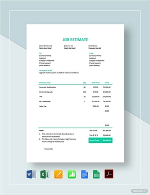 Simple Job Estimate Template
