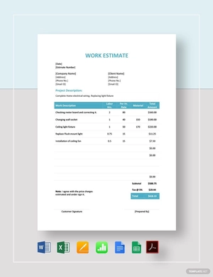 Simple Work Estimate Template