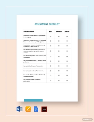 Assessment Checklist Template Assessment Checklist Template