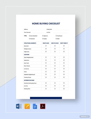 Home Buying Checklist Template