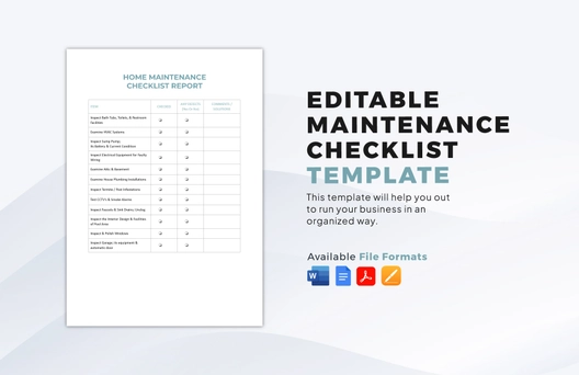Editable Maintenance Checklist Template