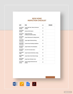 New Home Inspection Checklist Template
