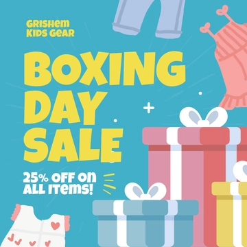 Free Boxing Day Kids Fashion Sale Instagram Post Template to Edit Online