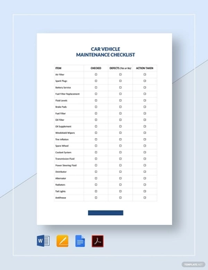 Vehicle Checklist Template Vehicle Checklist Template