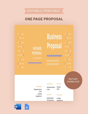 One Page Proposal Template