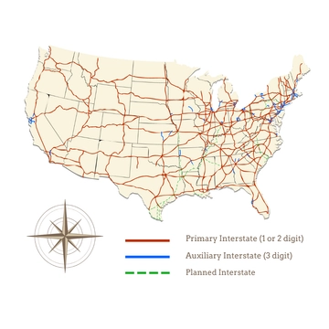 Free US Road Map Clipart Template to Edit Online