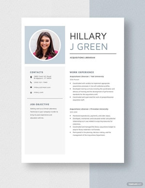 Acquisitions Librarian Resume