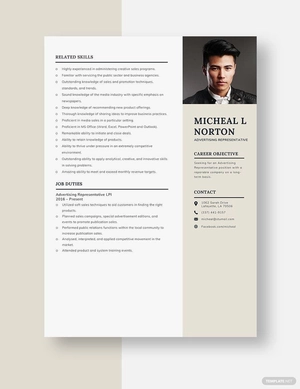 Advertising Representative Resume