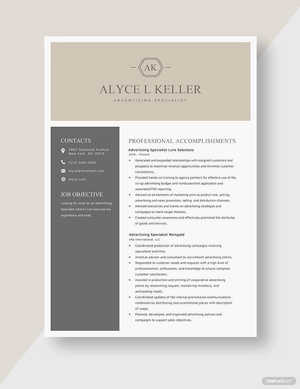 Advertising Specialist Resume