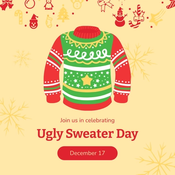 Free Ugly Sweater Day LinkedIn Post Template to Edit Online