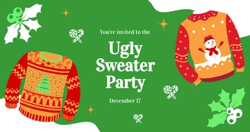 Free Ugly Sweater Party Facebook Post Template to Edit Online