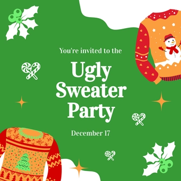 Free Ugly Sweater Party Linkedin Post template to Edit Online