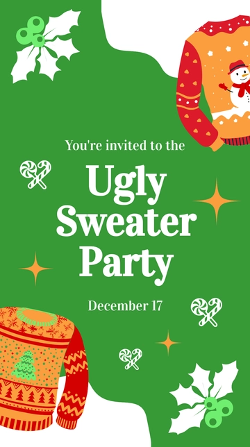 Free Ugly Sweater Party Whatsapp Post Template to Edit Online